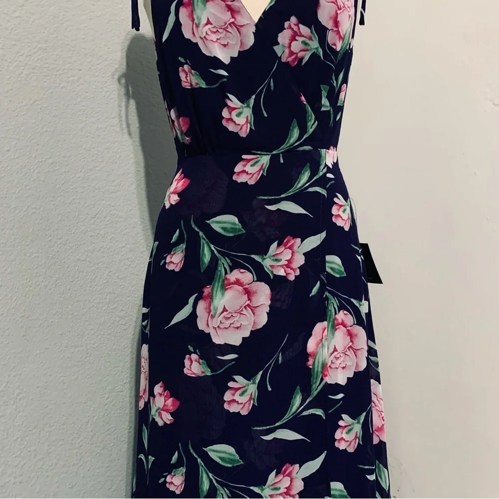 Lulu’s New V-Neck Sleeveless Navy Floral Print Maxi Prom Bridesmaid Dress Size M - Picture 15 of 16